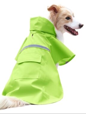 Large Dog Raincoat Adjustable - Pet Water Proof Clothes Lightweight Reflective